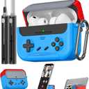 Inesore for Airpods Pro 3 Case Cover with Cleaner Kit,with Lock for Airpod Pro 3 (2025),Classic Cool Funny Game Console Hard Air Pods Pro 3 Case for Men Boy(Red Blue)