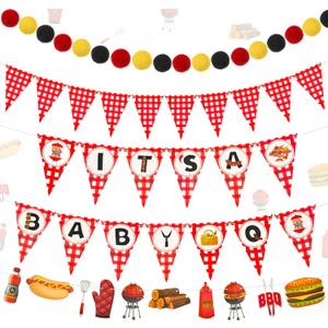 Ctosree Baby Q Banner Its a Baby Q Shower Decorations Picnic Party Banner BBQ Baby Shower Decor Summer BBQ Barbecue Themed Baby Shower Gender Reveal Birthday Party Supplies