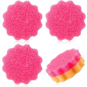 FillTouch 3 Pcs Dual Sided Scrub Sponge Multi Functional Cute Temperature Sensitive Non Scratch Dish Sponge for Washing Dishes Kitchen Bathroom(Flower,Pink)