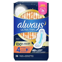 Always Ultra Thin Overnight Pads with Wings, Size 4, Overnight, 26 Count (1 Packs of 26)