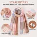 Women's Winter Plaid Scarf Warm Thick Long Shawl Soft Knit Perfect Cold Weather Gift (Purple,grey,pink)