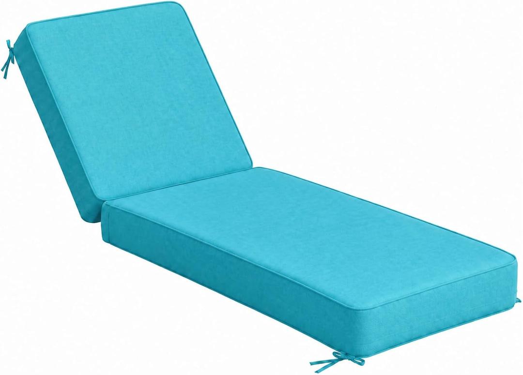 Outdoor Chaise Lounge Cushion, 75 x 23 x 6 Inches, Turquoise