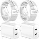 iPhone 17 16 15 Charger Fast Charging,6FT Woven USB C Charger Fast Charging Cord,2Pack Dual Port USB C Chargers Block,Double Type C Chargers for iPhone 17/17 ProMax/17 Air/16 ProMax/16e,15 Pro/15 Plus