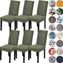 HZDHCLH Green Chair Covers for Dining Room 6 Pack,Stretch Spandex Parsons Chair Slipcover Set of 6,Washable Anti-dust Chair Seat Cover for Kitchen,Wedding,Party