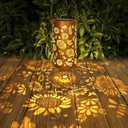 Sunflower Solar Lanterns Outdoor Waterproof Hanging Lights, Sunflower Gifts for Women Mom Grandma, Metal Solar Decorative Lanterns for Yard Patio Porch Balcony Garden Decor