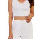 Artfasion Women Summer Sleeveless Pajama: Tank Tops Pjs Sets 2 Piece Lounge Set Comfy Shorts Sleepwear for Daily Life Travel Pilates Running Mother Young Teenage Girls (White, XXL) (White, XXL)