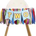Toy 1st Birthday High Chair Banner - Western Cowboy Fabric Wreath, For Both Boys And Girls, Western Cowboy Theme 2nd Birthday Party Decoration, Baby Boy Photo Prop (2nd Banner)