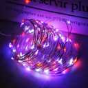 Curyidy Purple White Orange String Lights Halloween Decorations, 100LED Copper String Lights Battery Operated Fairy Lights with Remote Control for Home, Christmas,Party, Halloween Decor- 4 Pack