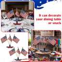 Yousoontic 2 Sets Vintage 4th of July Decorations American Flag with Pentagram Bracket Wooden Block 250th Anniversary Independence Day Patriotic Table Decorations for Home Tiered Tray Decor