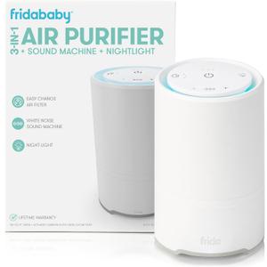 Frida Baby 3-in-1 Baby Air Purifier for Allergy Relief, Sound Machine for Sleeping + Nightlight, HEPA Filter Purifier for Bedroom with 3 Fan Speeds, Easy-Change Filter, Auto-Off Timer