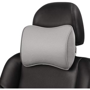Aukee Headrest Pillow Car Memory Foam Car Neck Pillows Soft Leather for Driving Home Office Gray (Pack of 1) (Grey)