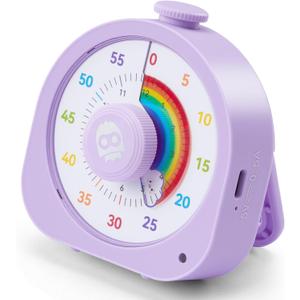 Visual Timer  Rainbow Magnetic Timer for Classroom, 60min/12h Rechargeable Countdown Timers, Silent Pomodoro Timers for Kids & Adults with ADHD (Purple)