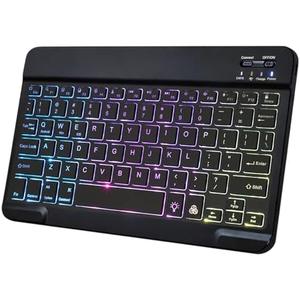 KUNSI Backlit Bluetooth Keyboard for iPad, Rechargeable Slim Portable Wireless Keyboard for iPad Tablets, Compatible for All iOS/Windows/Android System Devices-Black