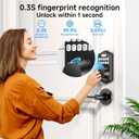 keyless Entry Door Lock deadbolt with Handle Set- Front Door Fingerprint Smart Locks with 2 Lever Handles-Keypad Code Deadbolt -App Control,Auto Lock, Easy to Install