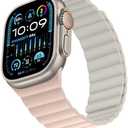 Bisikor Compatible with Apple Watch Band 49 46 45 44 42 41 40 38mm, Double Sided Wearable Silicone Magnetic Strap for iWatch Ultra SE Series 11 10 9 8 7 6 5 4 3 2 1 (42/44/45/46/49, Pink/Beige)