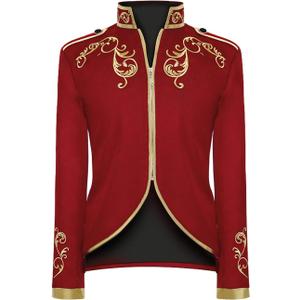 Unisex Military Blazers Prince Coats Drummer Parade Punk Officer Fitted Jackets (Small, Red)