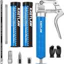 Mini Grease Gun (3000PSI) with Double 3oz Cartridge Grease and 12'' Flex Hose, Reinforced Coupler for Automotive,Marine