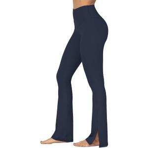 Sunzel Sunzfly Split Hem Flare Leggings for Women, High Waisted Casual Bootcut Flared Yoga Pants with Tummy Control (Medium, Ash Blue)