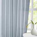Hillcrest 112 Inches Blue Grey Pinch Pleated Semi Sheer Curtains Linen Blend Light Filtering Window Curtain for Living Room Bedroom Pinch Pleat Back Tab Drapes with Hooks 2 Panels 40" W x 112" L x 2