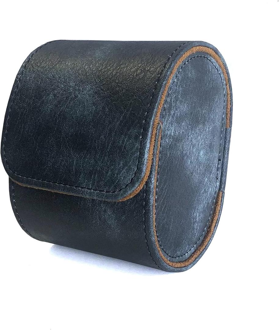 Longjet Watch Roll Travel Case for Men Portable Watches Organizer Box with Removable Velvet Pillow Holder (1 Slot Blue Grey)