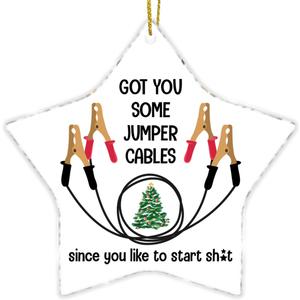 Jumper Cables Ornament, Xmas Gag Gifts for Coworkers Friend, Got You Some Jumper Cables Acrylic Ornament, Best White Elephant Gift