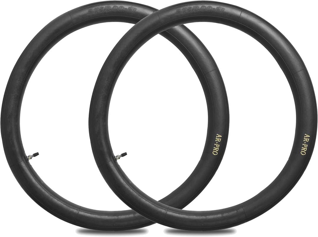 2.75/3.00-21 Replacement Inner Tube 80/100-21(300/325-21) with TR4 Staight Valve Stem, Fits Motorcycle with 21'' Tires (2-Pack) - Made from Heavy Duty, Thick Premium Rubber