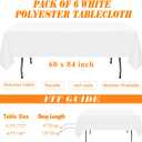 WIGENIUS 6 Pack White Table Cloth Rectangle Tablecloths 60X84 Inch,Polyester Tablecloth for 4 Foot Rectangle Tables,Wrinkle Resistant Washable Fabric Table Covers for Party, Wedding Banquet