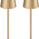 2 Pack Rechargeable Cordless Table Lamps, 5200mAh Battery Touch Table Light, Aluminum Shell Stepless Dimmable Portable LED Desk Lamp for Dinner/Restaurant/Outdoor Gold