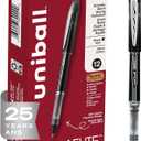 uni-ball Vision Elite Rollerball Pens Fine Point Micro Tip, 0.5mm, Black, 12 Pack