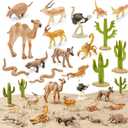 THINKBAY 16PCS Desert Animals Toys for Kids Includes Lizard, Cactus, Rattlesnake, Komodo Dragon Figurines, Desert Animals Figures for Diorama, Cake Toppers, Birthday Gift Party Favor