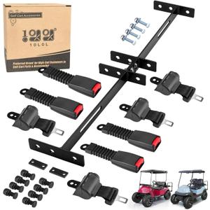 10L0L Universal 4 Passenger(2+2) Golf Cart Seat Belt Kit for EZGO, Yamaha, Club Car, Fits Front Rear Seat with Bracket