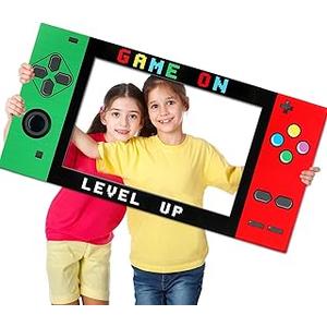 32 x 16 Foam Board Video Game Photo Props Gaming Party Decoration Handheld Gamed Theme Photo Booth Frame Video Gaming on Party Selfie Photography Prop for Birthday Game Fans Video Gamer Supplies