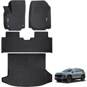 Floor Mats & Cargo Liner Compatible with 2025-2026 Chevrolet Equinox (Not for EV) / GMC Terrain,TPE All Weather Floor Liners & Cargo Mat 4pcs Full Set Chevy Equinox Accessories Black