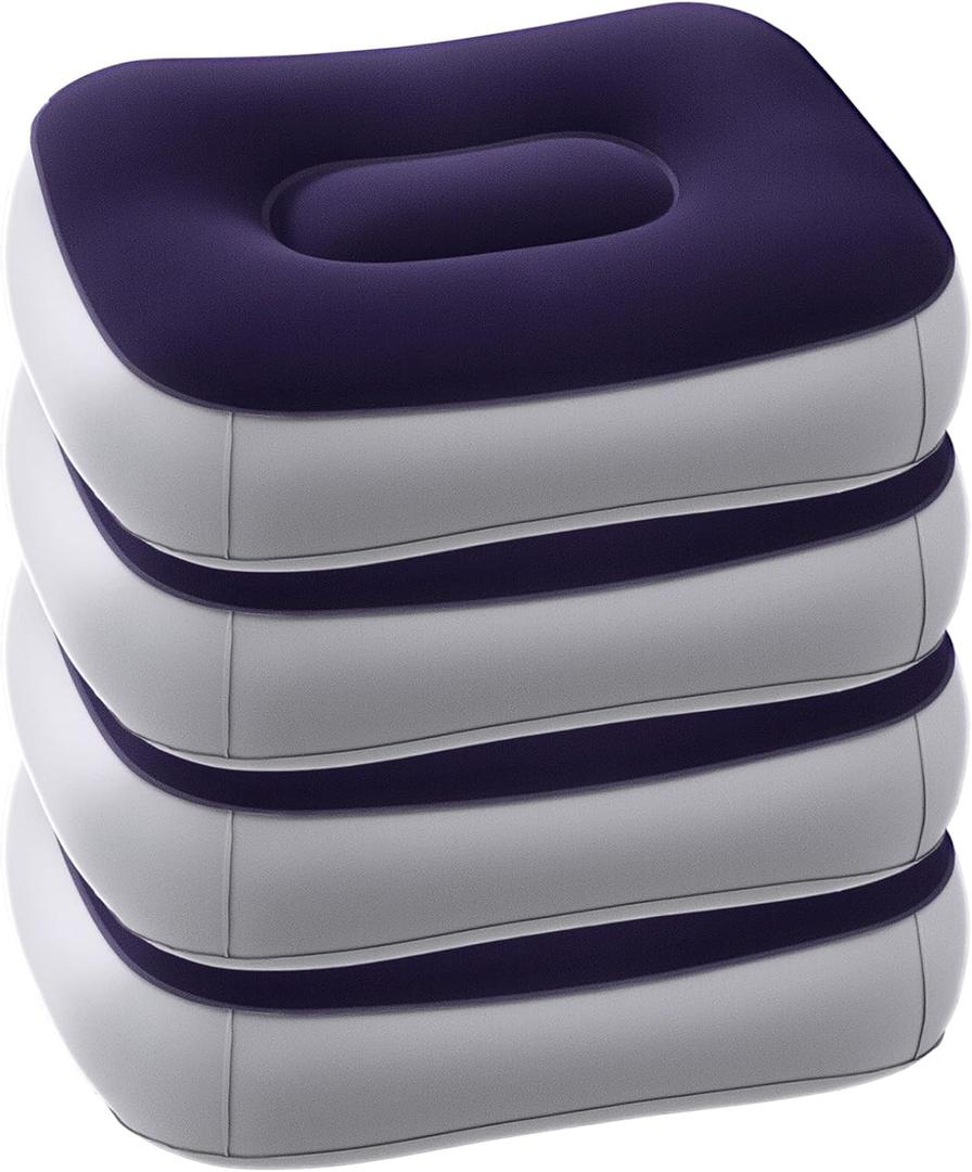 4 Pack Inflatable Stadium Seat Cushion with Built-in Pump, 15 x 12 x 5.9 Inches Self-Inflating Booster Stadium Seats Bleacher Seat Chair Cushion for Airplane Backpacking Sports Camping