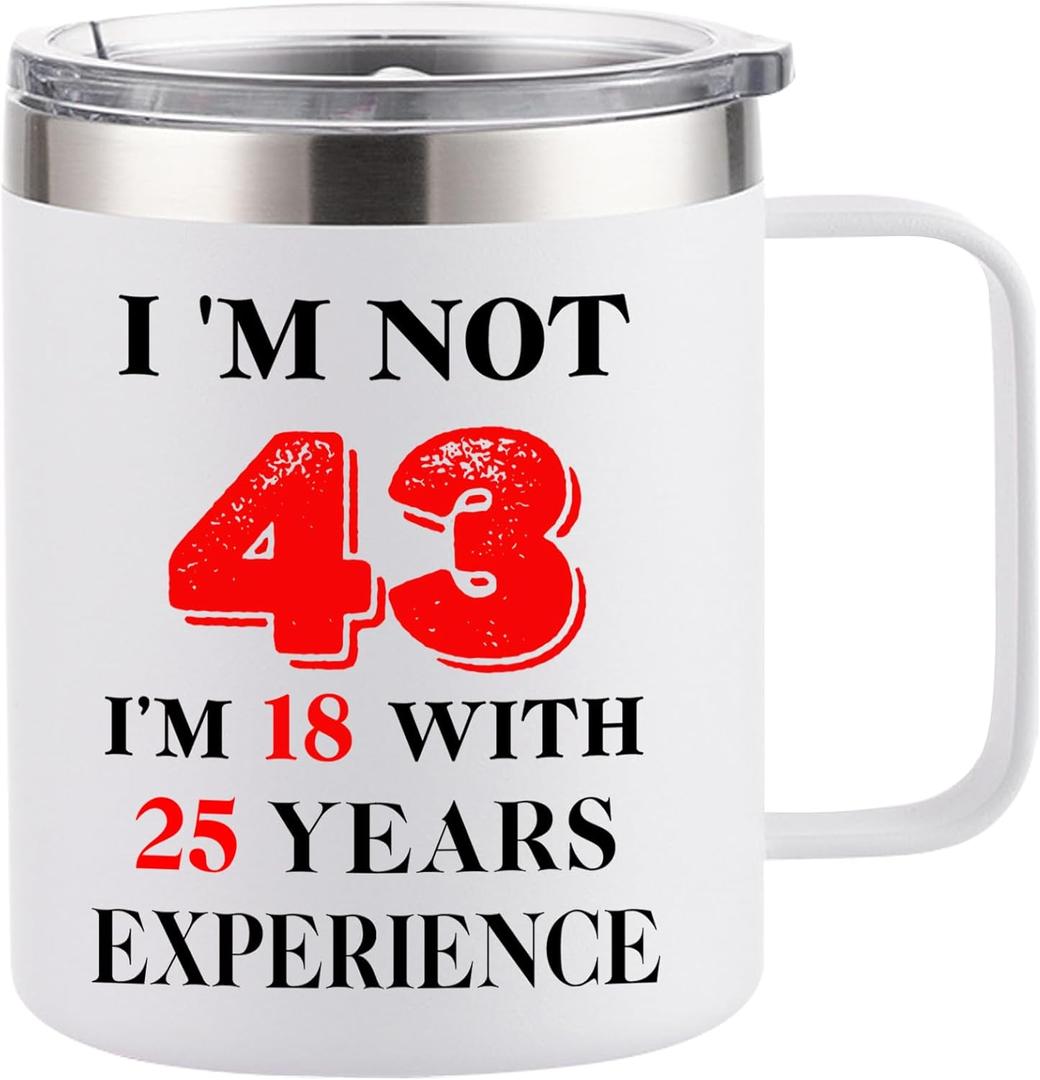 43th Birthday Gifts for Women Men, 1983 Happy 43th Birthday Gifts Decorations for Her Him, Turning 43 Year Old Birthday Presents Coffee Mug Cup, White, 12 Ounce