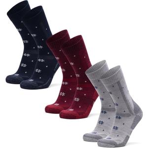 DANISH ENDURANCE Merino Wool Hiking Crew Socks for Men & Women, Cushioned Anti-Blister, Breathable - 3 Pairs (Large, Multicolor (1xcozy Navy, 1xcozy Red, 1xcozy Light Grey))