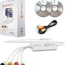 VHS TO Digital Converter, USB Video Capture Card, Video Capture Device, RCA TO USB Converter,Convert VHS VCR Hi8 Mini DV to Digital/DVD,For Tape Player Camcorder Camera PC TV,Windows Mac OS Compatible, White