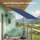 HOMSHADE 6x4ft Outdoor Balcony Umbrella - Flat Porch Pool Patio Umbrella Rectangular Canopy Shade UPF50+ UV Protection 360 Rotating & Tilting All Angles Applicable (Navy Blue, No Base)