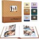 RECUTMS 4x6 Photo Album 200 Photos with Writing Space, Leather Cover with Window, 200 Photo 4x6 Picture Album Book with Memo for Wedding Family Baby Christmas Valentine's Day Anniversary (Brown)