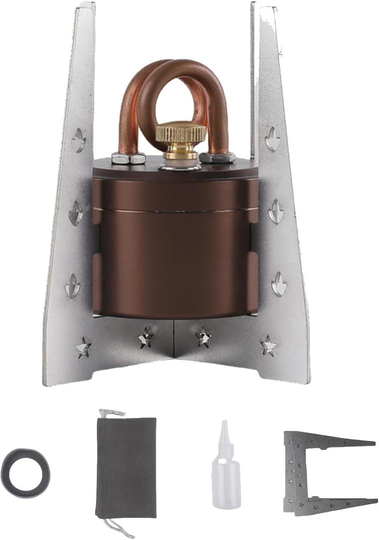 Portable Mini Alcohol Camping Stove - Foldable Stand, Durable Shell, Safe & Intense Flame Spirit Burner - Lightweight for Hiking, Backpacking, Cooking - 50ml Capacity