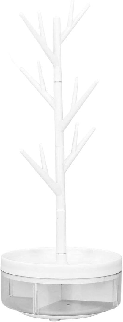 Keenso Rotating Jewelry Storage Display Stand, Detachable Jewelry Hanging Desktop Organizer (White)