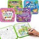 SAMZX Reusable Water Coloring Books for Toddlers 1-3, 4 Pack Magic Water Painting Book for Mess-Free Coloring, Travel Activity Toys & Educational Learning Kits Gifts for Kids Boys Girls Ages 3+