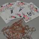 26 PCS Table Number Holder - Table Card Holder Stand Wire Photo Holder with 26 Pcs Floral Table Number Cards, Place Card Holder Stand for Weddings Party Office Paper Memo Menu Note Clips