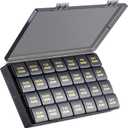 Monthly Pill Organizer, 28 Day Pill Box 1 Time a Day with Dust-Proof Case, Large 4 Weeks a Month Pill Case Container, Daily Vitamin Case Box for Pills/Medicine/Fish Oil/Supplements Black