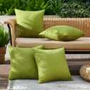 MIULEE Pack of 4 Decorative Outdoor Throw Pillow Covers Linen Waterproof Pillow Covers Summer Farmhouse Cushion Cases for Patio Garden Tent Balcony Couch Sofa 18x18 Inch Moss Green