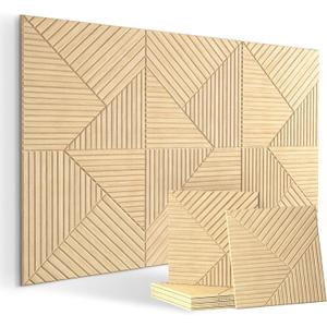 Acoustical Wall Panels,6 Pack 23.623.6 Inch UV Wood Texture Wall Art for Living Room, Self-Adhesive Groove Decorative Panels for Home Decor Theater Office(Total 70.847.2 Inches)