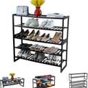 Shoe Rack Bamboo 5 Tier Shoe Organizer, Storage 20-25 Pairs for Closet Entryway, Stackable Large Tall Shoe Shelf Holder Stand Cubby for Door Hallway Bedroom Garage (5-tier-long/32.5*10.5*30.3in)