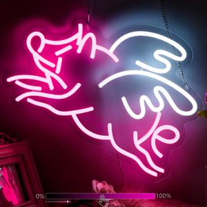 Moodlion Fly Pig Neon Sign For Wall Decor Studio Room Led Lights, Pink Pig Dream Decor Neon Signs Aesthetic Operated Light For Door Decorations, Bedroom Accessories Neon Sign