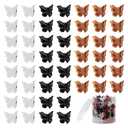 50 Packs Assorted Color Butterfly Hair Clips, Beautiful Mini Butterfly Hair Clips Hair Accessories for Women and Girls (Black, Brown, White)