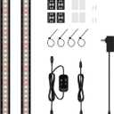 T5 Smart Grow Light for Indoor Plants,3500K Full Spectrum LED Plant Light Strips with 3/9/12H Auto Timer,Stepless Dimming,Modular DesignPlug and Play (Black, 2 Pack)